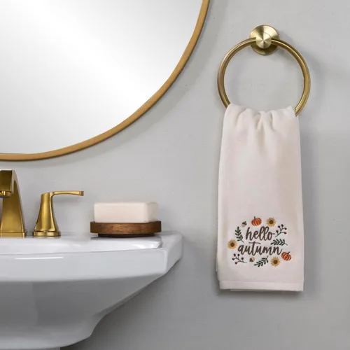 Miniatura 4 de SKL Home Juego de 2 toallas de mano bordadas con corona de otoño y Acción de Gracias, 100% algodón, decoración para baño, cocina, bar y regalo