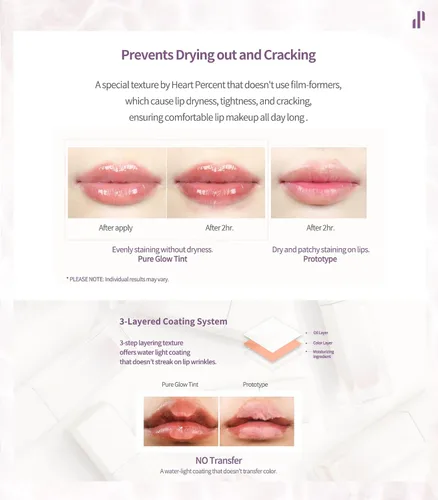 Miniatura 8 de Heart Percent Dote On Mood - Tinte puro brillante, acuoso y ligero, hidratante para labios, lápiz labial líquido de larga duración, 0.26 onzas, #01