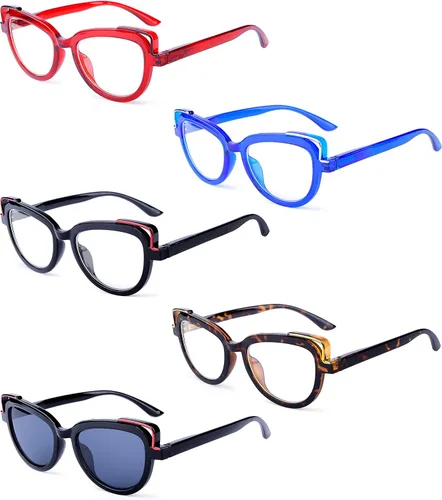 Eyekepper Paquete de 5 lentes de lectura para mujer, diseño de ojo de gato