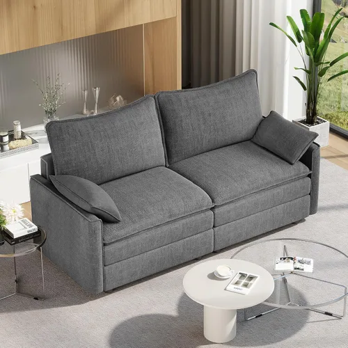 Miniatura 8 de Vesgantti 2 Piece Loveseat & 3 Seater Sofa Set, Modular Cloud Couch, Beige