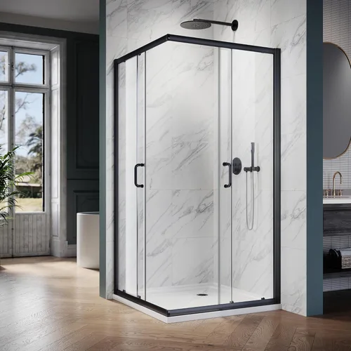 Miniatura 2 de ELEGANT Cabina de ducha esquinera de 36 pulgadas de profundidad x 36 pulgadas de ancho x 72 pulgadas de alto, puerta de ducha de esquina corredera