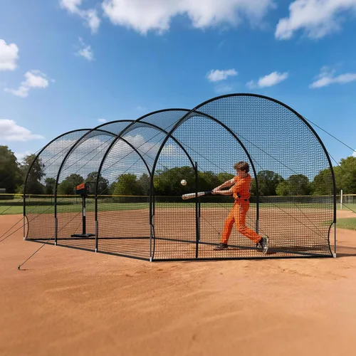 Miniatura 66 de VEVOR Jaula de bateo de béisbol, red profesional de entrenamiento de bateo de béisbol de sóftbol, resistente, resistente, cerrada, de polietileno