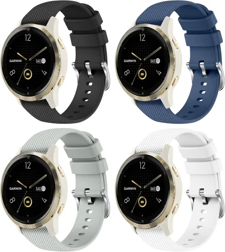 Paquete de 4 correas de silicona de 0.709 in para Garmin Venu 3S / Vivoactive 4S / Venu 2S / Vivomove 3S, correas de repuesto deportivas suaves para