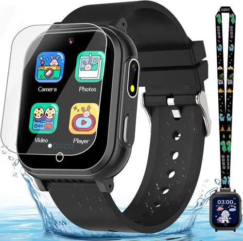 Reloj inteligente impermeable para niños de 3 a 12 años, 32 juegos de rompecabezas, pantalla táctil HD, cámara dual, podómetro Vedio, reproductor de