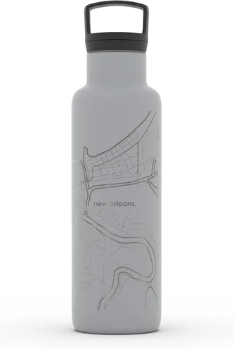Miniatura 187 de Well Told Botella de agua aislada con mapa de Washington DC grabado, botella de acero inoxidable grabada (21 onzas, blanco) botella aislada de mapa