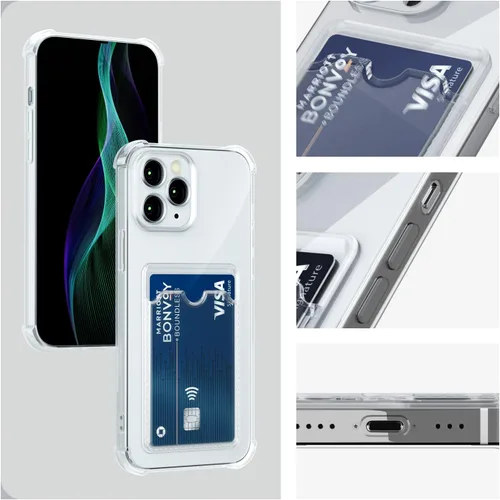 Miniatura 6 de AKABEILA Funda para iPhone 11 Pro Clear Cute Phone Case Soft TPU Wallet Case Slim Bag Cover a prueba de golpes con ranura para tarjetas Transparente