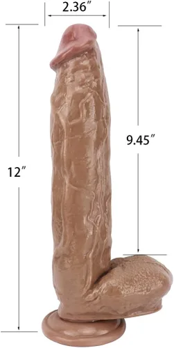 Miniatura 2 de Consolador realista de 12 pulgadas, juguetes sexuales sexuales para adultos con fuerte ventosa para manos libres, realistas para estimulación anal