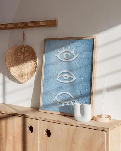 Miniatura 5 de HAUS AND HUES Decoración de pared azul para niñas adolescentes – Decoración de pared contra el mal de ojo y carteles para dormitorios, decoración