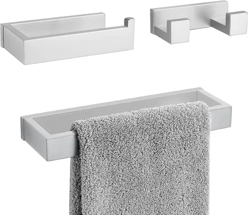 Miniatura 10 de Juego de 3 piezas de accesorios de baño de oro cepillado, juego de toallero de acero inoxidable SUS304, soporte para toallas, gancho para bata
