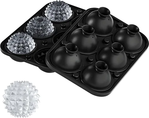 Miniatura 16 de Samuelworld - Gran molde para bolas de hielo con tapa, bolas de hielo de 6 x 2,5 pulgadas - Sin BPA, bandeja de hielo redonda de silicona fácil