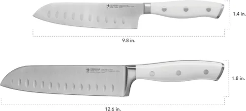Miniatura 3 de HENCKELS Forged Accent Razor-Sharp - Juego de cuchillos Santoku de 2 piezas, mango blanco, ingeniería alemana respaldada por más de 100 años