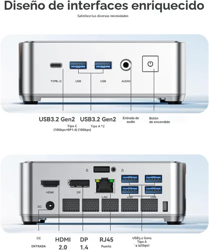 Miniatura 6 de KAMRUI Pinova P2 AMD Ryzen 7330U (Beats 4300U/10110U/N95) Mini PC 16GB RAM 256GB SSD, hasta 4.3GHz, 4C/8T, 8MB L3 Smart Cache Mini computadoras