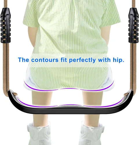 Miniatura 2 de SELEWARE Asiento de columpio de plástico, juego de columpio antideslizante para árbol con cuerda ajustable y 4 mosquetones, accesorios de juego