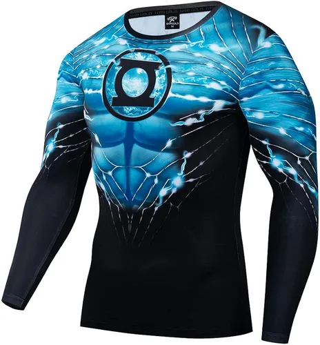 Miniatura 2 de GYM GALA Green Shirt Long Sleeve Running Sports Fitness T-Shirt HD 3D Print Compression Shirt