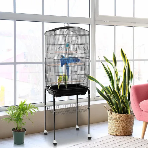 Miniatura 2 de SUPER DEAL 59.3 - Jaula grande de hierro forjado para cacatúa Sun Conure, periquito, pinzón, Budgie, Lovebird, Canary, casa mediana para mascotas