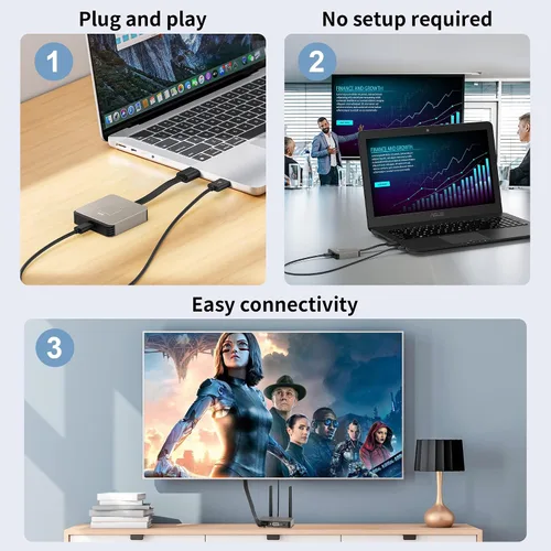 Miniatura 3 de Transmisor y receptor HDMI inalámbrico 4K, adaptador HDMI inalámbrico Plug & Play 2.4/5GHz Transmisión de video/audio desde computadora portátil, PC