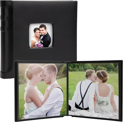 Miniatura 15 de Neil Enterprises Inc. Álbum de fotos autoadhesivo de cuero negro de 2.5 x 3.5 pulgadas, capacidad para 10 fotos