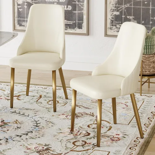 Juego de sillas de comedor, moderna silla de comedor de piel sintética, sillas de comedor de cocina de mediados de siglo, silla auxiliar tapizada