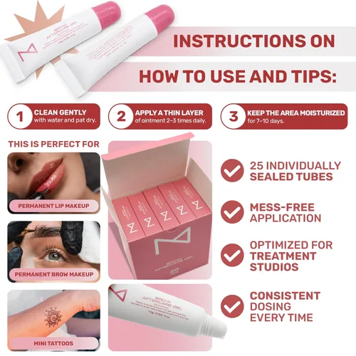 Miniatura 7 de M - Paquete de 25 ungüentos de gel A&D para cuidado posterior de cejas para microblading, cejas y maquillaje permanente - Alivia la piel después