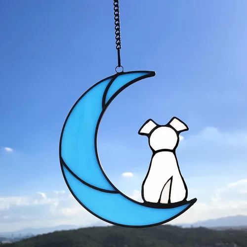 Miniatura 12 de Puente de arco iris de vidrieras para perros blancos, regalos conmemorativos para la pérdida de simpatía del perro, atrapasoles, regalos pensativos