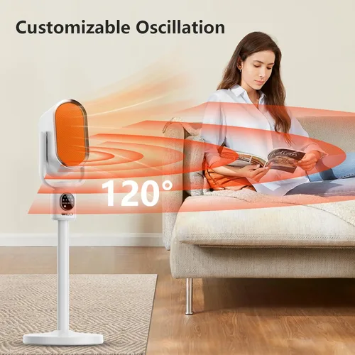 Miniatura 3 de Calentador de espacio para interiores cinbasr Calentadores eléctricos portátiles de bajo consumo con termostato y control remoto, oscilación de 70°