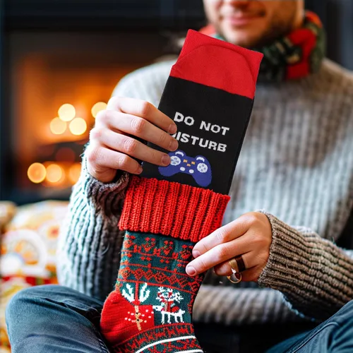 Miniatura 32 de AGRIMONY Calcetines divertidos con texto en inglés «Do Not Disturb Gaming» para hombres, mujeres, adolescentes, niños, Pascua, padres, cumpleaños