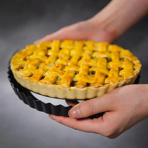 Miniatura 8 de Tosnail Juego de 3 moldes redondos antiadherentes para quiche, de 12 pulgadas, 10 pulgadas, 8 pulgadas, molde para tartas de frutas y tartas