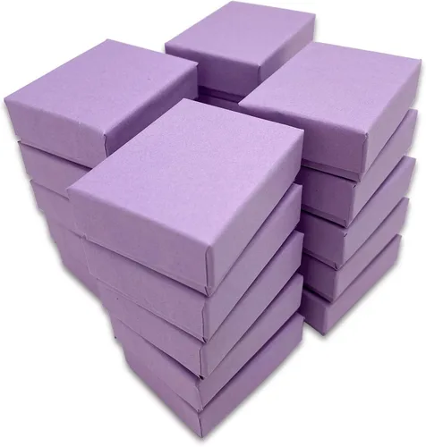 Miniatura 8 de TheDisplayGuys - Paquete de 100 cajas de cartón rellenas de algodón #10 para joyas, color morado lavanda (1.9 x 1.3 x 0.7 pulgadas), para envío
