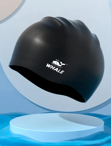Miniatura 7 de WHALE Gorro de natación extra grande para mujeres y hombres, gorro de natación de silicona duradera con protección para los oídos, gorros de baño