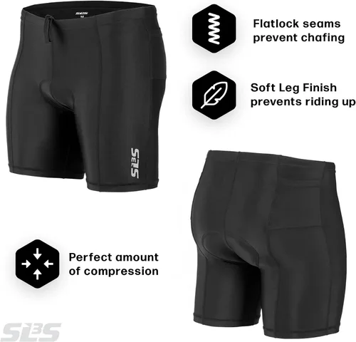 Miniatura 23 de SLS3 Pantalones cortos de triatlón para hombre – Tri Shorts para hombre – 2 bolsillos FRT – Diseñado por atletas para carreras