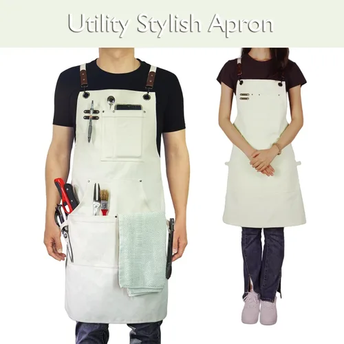Miniatura 2 de Paquete de 10 Delantales de Cocina, Delantal de Trabajo, Lona, Múltiples Bolsillos, Jardinería, Pintura, BBQ, Artista, Carpintero, Tallas M a XXL