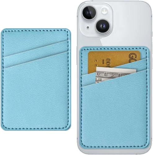 Miniatura 13 de Titular de Tarjeta de Cuero para Teléfono, Billetera Adhesiva para Teléfono, Elegante Funda con Soporte para Tarjetas de Crédito, Adecuado