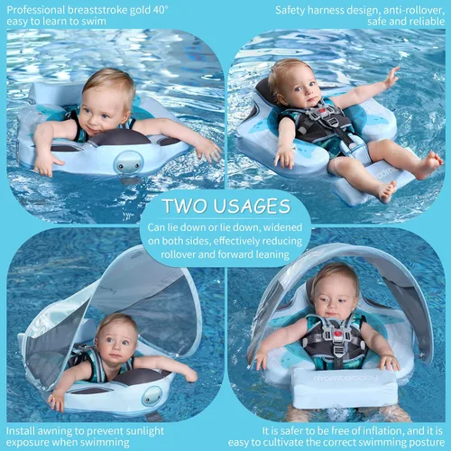 Miniatura 5 de Flotadores para bebé para piscina con dosel toldo de protección solar extraíble Mambobaby Float No Inflable Mejora Añadir cola Evitar Voltear