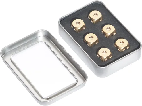 Miniatura 5 de Dados de latón de metal de 6 caras con caja de metal de regalo y bolsa portátil, 6 dados de latón macizo para mesas, juegos de mesa, póquer, fiesta