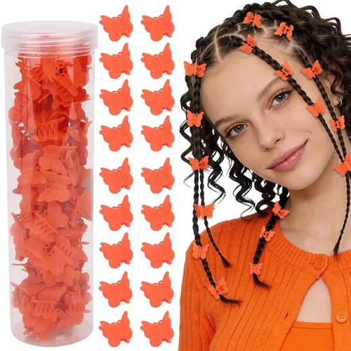 Miniatura 12 de YISSION 60 pinzas para el cabello de mariposa verde mate, lindas pinzas pequeñas de mariposa con caja paquete de los años 90 Y2K accesorios