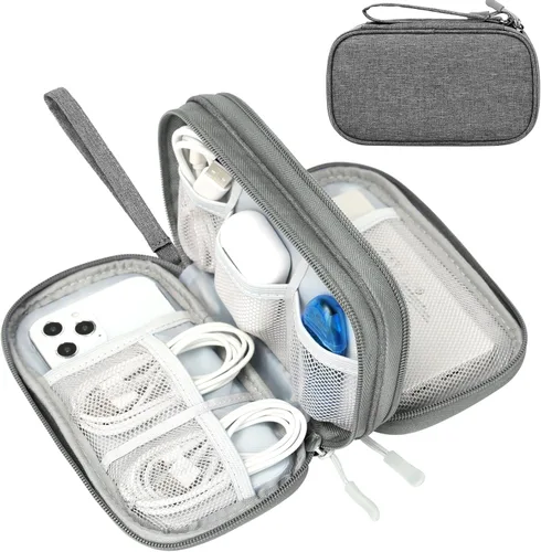 Miniatura 73 de FYY Organizador electrónico, organizador de cables de viaje, bolsa de transporte para accesorios electrónicos, portátil, impermeable, doble capa