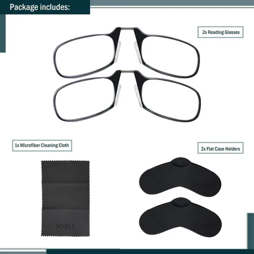 Miniatura 2 de Noble - Lentes de lectura ultra delgados y planos, delgados y flexibles, sin brazos (2 pares), comodidad mejorada, para lector de tamaño de bolsillo