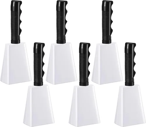 Miniatura 9 de Pelopy 6 cencerros con asa de 8 pulgadas, campanas de vaca a granel para eventos deportivos, cencerros de animación, fabricantes de ruido