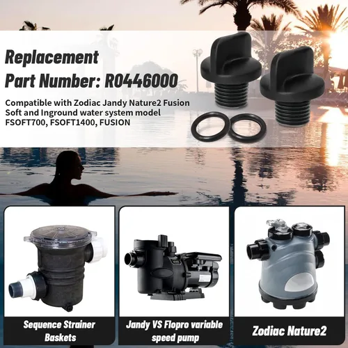 Miniatura 2 de R0446000 Tapón de drenaje de bomba de piscina con junta tórica de repuesto para bombas de filtro Zodiac Jandy, bomba de refuerzo Polaris y sistema