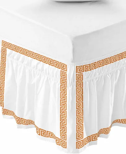Miniatura 9 de Falda de cama color coral tamaño Queen de 16 pulgadas de caída, ajustable y elástica envolvente, plisada, con volantes de lujo para cama individual