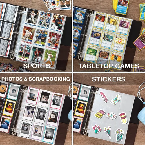 Miniatura 8 de Samsill Paquete de 200 fundas para tarjetas coleccionables de 9 bolsillos, capacidad para 1800 tarjetas, transparente, cabe en carpeta estándar de 3