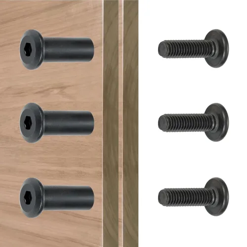 Miniatura 6 de 25 tornillos hexagonales negros y tuercas de barril M6x20mm para muebles, tornillos hexagonales negros y tuercas de barril, tornillos de fijación
