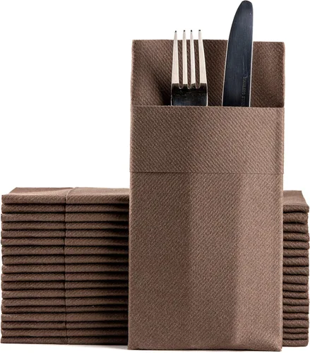Miniatura 23 de Servilletas de papel desechables azul bebé con bolsillo incorporado para cubiertos, servilletas de tacto de lino absorbentes para cocina, baño