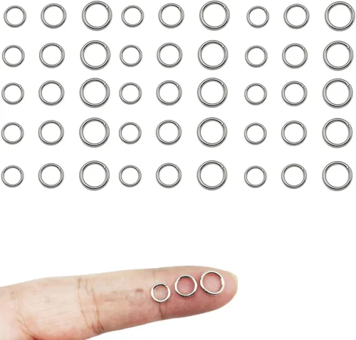 Miniatura 10 de 1000 anillos de acero inoxidable de 0.118 pulgadas (0.118 in) para hacer joyas, collares, pulseras, aretes, llavero, manualidades