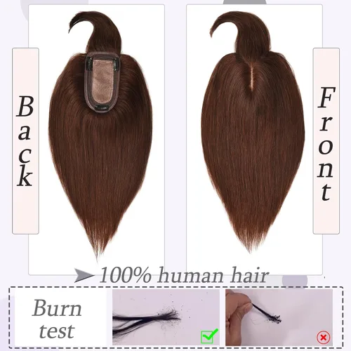 Miniatura 2 de Toppers para el cabello para mujeres con cabello delgado, base de seda real con flequillo, toppers para mujer, con clip en el cabello para mujer