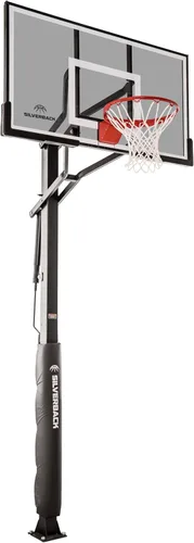 Miniatura 18 de Silverback Aro de baloncesto de altura ajustable en el suelo con tablero de vidrio templado, borde de separación profesional y almohadilla de tablero