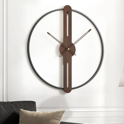 Miniatura 15 de Reloj de pared negro de 16 pulgadas decorativo, moderno reloj de metal para sala de estar, funciona con pilas, silencioso, sin tictac, números