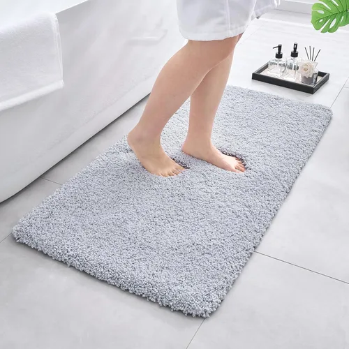 Miniatura 45 de Alfombras de baño antideslizantes, lavables, ultra gruesas, suaves, de microfibra absorbente, de látex de espuma de alta densidad, con respaldo Beige