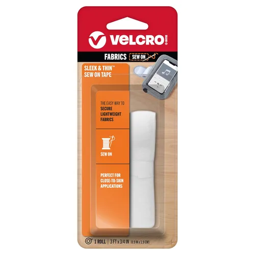 Miniatura 8 de Marca VELCRO Elegante y Delgada para Telas Cinta de 6 pies x 3/4 pulgadas, Blanco Suave en la Piel Ultra Ligera con Tecnología de Carril