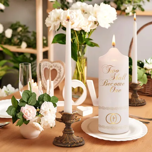 Miniatura 5 de Juego de velas de unidad Frienda para ceremonia de boda Velas de unidad de boda en forma de cono Accesorios para ceremonia religiosa católica (Cruz)